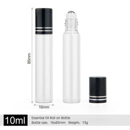 perfume bottle 100Pieces/Lot 10ml Essential Oil Bottle Travel Use Glass Perfume Roll on Bottle with Glass Ball Roller Glass