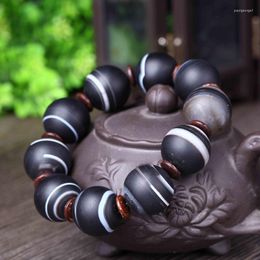 Strand JoursNeige Natural Sardonyx Crystal Bracelet 20mm Beads Fine Carving Vintage Men Jewelry Lucky