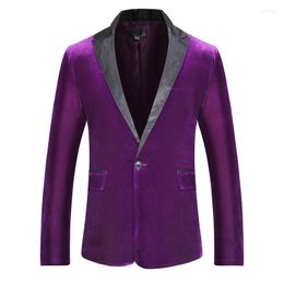 Men's Suits Purple Velvet Suit Blazer Men 2023 Brand Slim Fit Single Button Mens Jacket Business Formal Dress Blazers For