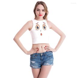 Women's Tanks Summer Slim Harajuku Short Sleeveless Camisole Women Kawaii Face Sexy Tank Tops Navel Top S Vest Tube Clothes