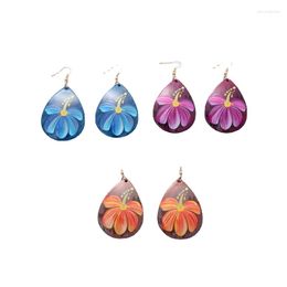 Dangle Earrings Retro Water Drops Acrylic Women Ethnic Flower Pendant