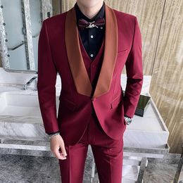 Men's Suits & Blazers High Quality Colourful Men Costume Groom Tuxedo For Wedding Prom 3 Piece With Shawl Lapel Terno Masculino SlimMen's