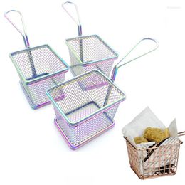 Dinnerware Sets French Fries Basket Snack Baskets Fried Chicken Dish Plate Stainless Steel Frenchfries Pot Mech Kitchen Cooking Tool 1pcs