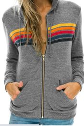 zip up hoodie sweatshirt womens hoodie rainbow sweat black sport fleece with hat sport leisure long sleeve sweatshirts jackets designer women