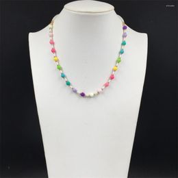 Choker Beautiful Yellow Green Pink Blue Colourful Acrylic Bead And Cubic Strand Necklace For Women Girl Casual Pretty Lovely Jewellery