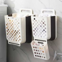Storage Baskets Foldable Plastic Toy Laundry Basket Household Wall Mounted Dirty Clothes Hamper Storage Container Bathroom Organiser Accessories Z0323