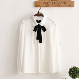 Women's Blouses Shirts Sweet Girl Spring Autumn Korean Fashion Woman Work clothes Uniform White Shirt Preppy Girl Office Lady Blouse Women 4XL 5XL 230323