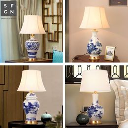 Table Lamps Copper Lamp Bedside Jingdezhen Ceramic Chinese Style Decorated LED For Living Room BedroomTable