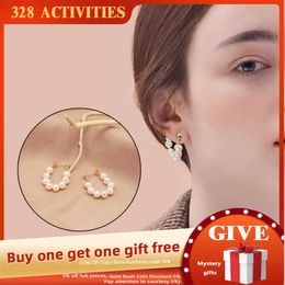 Charm GLSEEVO Natural Pearl 2022 New Korean Style Pearl Earrings For Women Geometric Stud Earring Girl Party Luxury Jewelry Z0323