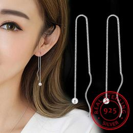 Charm Elegant 925 Sterling Silver Long Tassel Drop Earrings Box Chain Beads Ear Chain For Women SE229 Z0323