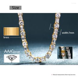 Chains 7mm Cubic Zirconia Choker Necklace Big Round Square Crystal Chian For Women Men's Hip Hop Jewelry Iced Out 1 Row Chain