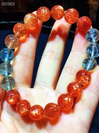 Strand Natural Gold Sunstone Strawberry Quartz Orange Beryl Bracelet 10mm From Arusha Clear Rectangle Beads Women Bangle