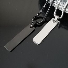 Chains 2023 Fashion Black Rectangle Pendant Necklace Men Trendy Simple Stainless Steel Box Chain Party Jewellery Gift