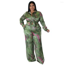 Ethnic Clothing L-4XL Two Piece Set Africa Clothes African Dashiki Fashion Flower Print Suit Top And Trousers Pants Party For Women Outfits