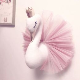 Wall Decor Animal Head Swan Flamingo Wall Decor INS unicorn Bear Hanging Mount Stuffed Plush Toy Princess Doll Girl Kid Gift Nursery Room 230323