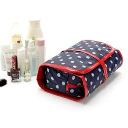 18pcs Shelf Hanging Storage Portable Folding Multifunction Wash Bag Bedroom Wall Door Closet Closet Organizers Basket for Cosmetic Blue Wave Dot Travel Bags