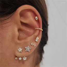 Stud Earrings Trendy Fashion Temperament Multi-layer Punk Style Rhinestone Star Eardrop Set Flowers Letter Stars Women Geometric