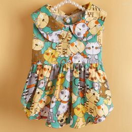 Cat Costumes Stylish Pet Skirt Casual Summer Clothes Lapel Design Sweat-absorbent Dog Pullover Dress