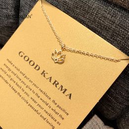 Chains Good Karma Alloy Lotus Flower Gold Sliver Plated Necklaces Jewelry Plant Choker Pendant Necklace For Women