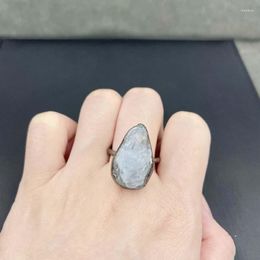 Cluster Rings European And American Cross-border Jewelry Supply Wholesale Natural Gem Raw Stone Brass Electroplating Wrapped Retro Opening R