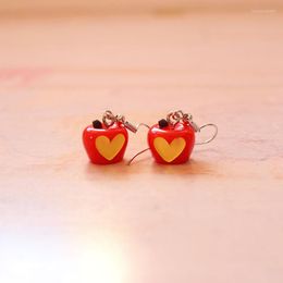 Dangle Earrings Personality Creative Resin Red Love Apple Japan/Korean Style Cute Temperament Funny Drop For Women Girls Jewellery