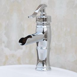 Bathroom Sink Faucets "Water Pump Look" Style Polished Chrome Brass Basin Mixer Tap Faucet One Hole Single Handle Mcy021