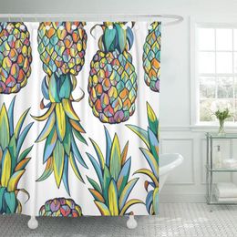 Shower Curtains Curtain Yellow Jungle Colourful Pattern With Pineapples Green Beauty Doodle Waterproof Polyester Fabric Set Hooks