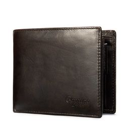 Wallets OYIXINGER Men's Genuine Leather Wallet Male Bifold Short Purse Multiple Card Slots Vintage Wallet For Men Fashion ID Card Holder Z0323
