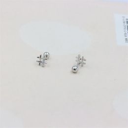 Stud Earrings ZFSILVER Sterling 925 Silver Diamond-set Music Note # Girl Screw Ball Earring For Women Charm Jewelry Accessories Gifts