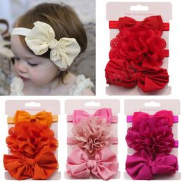 3pcs/lot Chiffon Hollow Out Big Flower Baby Girl Hair Band Bows Kids Hairband Newborn Toddler Hair Accessories Set