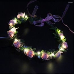 Hair Accessories Wedding Party Crown Flower Headband LED Light Wreath Garland For Girls Women Luminous Hairband