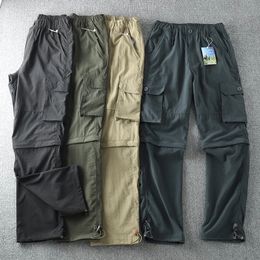 Men's Pants Men Quick dry Cargo 2023 Summer Thin Double used Removable Loose Straight Travel Hiking Climbing Fishing Trousers 230323