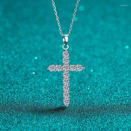 Chains 925 Sterling Silver Necklace For Women Moscone Cross Neck Chain Plated PT950 Gold Collarbone