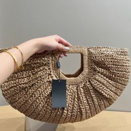 Lafite Grass Handbags Summer Straw Bag Large Capacity Travel Vacation Tote Bags Women Beach Clutch Purse Hollow Out Weave Vegetable Basket Shopping Totes