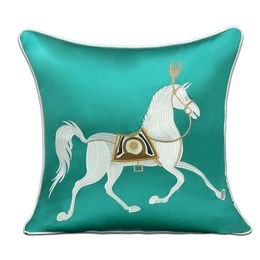Simple Artificial Silk Pillow Cover Sofa Hotel Bedside Throw Pillowcase High-End Entry Lux Pillow Cover Embroidery Factory Wholesale