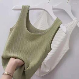 Women's Tanks Women Sleeveless Vest Quality Summer Sexy Backless Tank Top Y2k Knitted Camis Tops Female Casual Solid Colour Basic Camisole