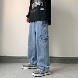 Mens Jeans Baggy Men Jeans Straight Cargo Pants Spring Autumn Fashion Vintage Blue Denim Trousers Casual Oversized Bottoms Male Y2K Clothes 230323