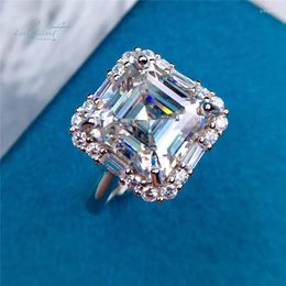 Cluster Rings Inbeaut 925 Silver 5.5 Ct 10 10mm Excellent Cut D Color Pass Diamond Test Square Princess Moissanite Wedding Ring Fine Jewelry