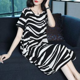 Casual Dresses Dress Summer Women's Loose And Plus-sized Long Skirt Striped Woman Vestido De Mujer Femme Robe