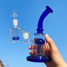 7" Heavy Blue Glass Water Pipe Bong Bubbler Hookah W/ Percolator Tobacco Bowl