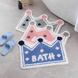 Pillow /Decorative Crown Pattern Bathroom Mat Superfine Fibre Bath Entrance Doormat Carpet Soft Non-slip Absorb Water Products