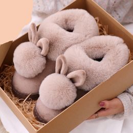 Slippers Fashion Autumn Winter Cotton Slippers Rabbit Ear Home Indoor Slippers Winter Warm Shoes Womens Cute Plus Plush Slippers 230323