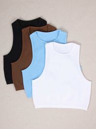 Women's Tanks Camis CHRLEISURE Women Crop Top Seamless Casual Sports Vest Top Gym Workout Running White Vest Sexy Fitness Tight Tank Top for Woman P230322