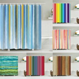 Shower Curtains Colorful Stripes Bath Curtain Waterproof Fabric Shower Curtains Geometric Patterns Bathtub Screen for Bathroom Home Decor 230323