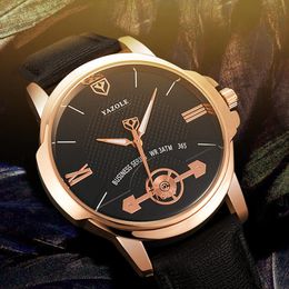 Wristwatches YAZOLE Fashion Casual Business Men Watch Rose-gold Case Water Resistant Luminous Function Quartz Movement Relogio Masculino 365