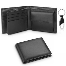 Wallets Genuine Leather Wallet Men Classic Black Soft Purse Coin Pocket Holder Z0323