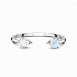 Cluster Rings Ins Japan And South Korea S925 Sterling Silver Double Love Open Ring Female Niche Design Simple Light Luxury Exquisite Jewellery