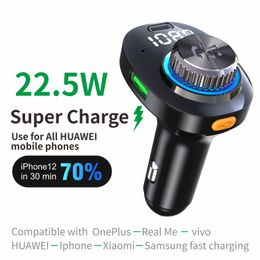 Super Fast Quicker 22.5W Car Charger MP3 Car Charger MultiFunctional MP3 Player With Bluetooth