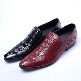 Dress Shoes Luxury Crocodile Pattern Business Men Mens Wedding Pointed Toe Slip On Genuine Leather Career Work Man