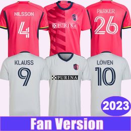 2023 St. L ouis City Mens Soccer Jerseys KLAUSS BLOM LOWEN PARKER Home Red Away white Football Shirts Uniforms